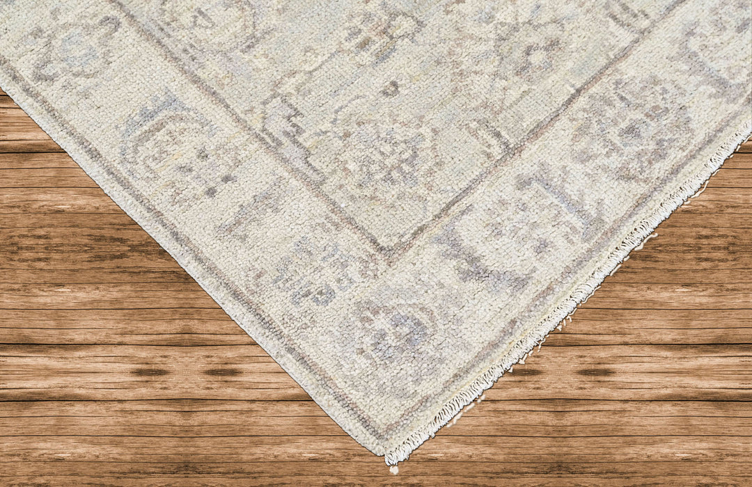 2'6x8 Tone on Tone Gray, , Color Hand Knotted Oushak Wool Transitional Oriental Rug