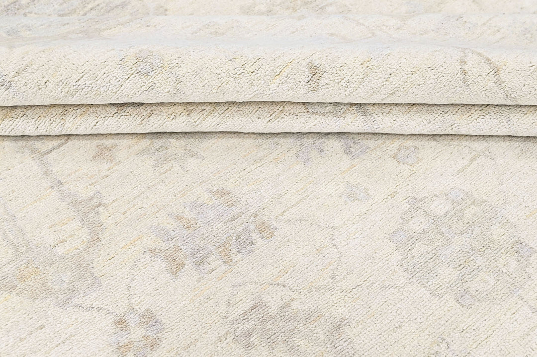 Multi Size Beige Taupe Gray Color Hand Knotted Oushak Wool Transitional Oriental Rug