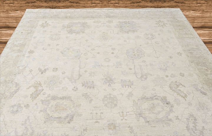Multi Size Beige Taupe Gray Color Hand Knotted Oushak Wool Transitional Oriental Rug