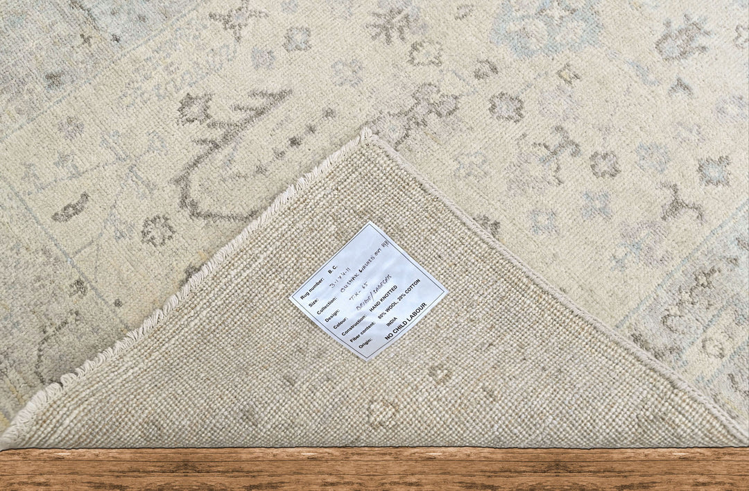 3x5 Gray, Slate, Multi Color Hand Knotted Oushak Wool Transitional Oriental Rug