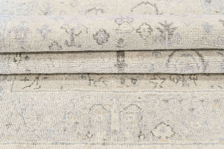 3x5 Gray, Slate, Multi Color Hand Knotted Oushak Wool Transitional Oriental Rug