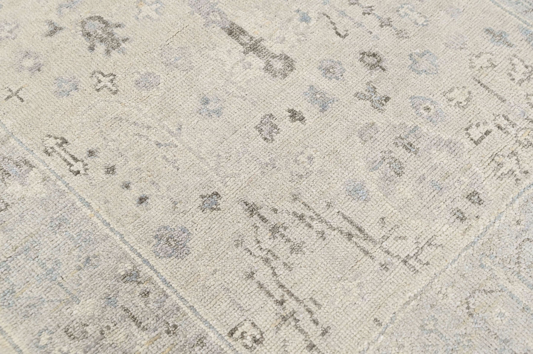 3x5 Gray, Slate, Multi Color Hand Knotted Oushak Wool Transitional Oriental Rug