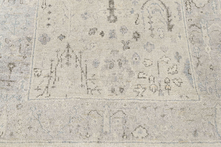 3x5 Gray, Slate, Multi Color Hand Knotted Oushak Wool Transitional Oriental Rug