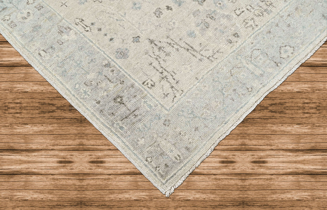 3x5 Gray, Slate, Multi Color Hand Knotted Oushak Wool Transitional Oriental Rug