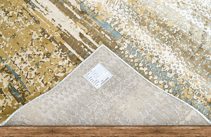 9x12 Beige, Gray, Gold Color Power Loom Oushak Wool Modern Oriental Rug