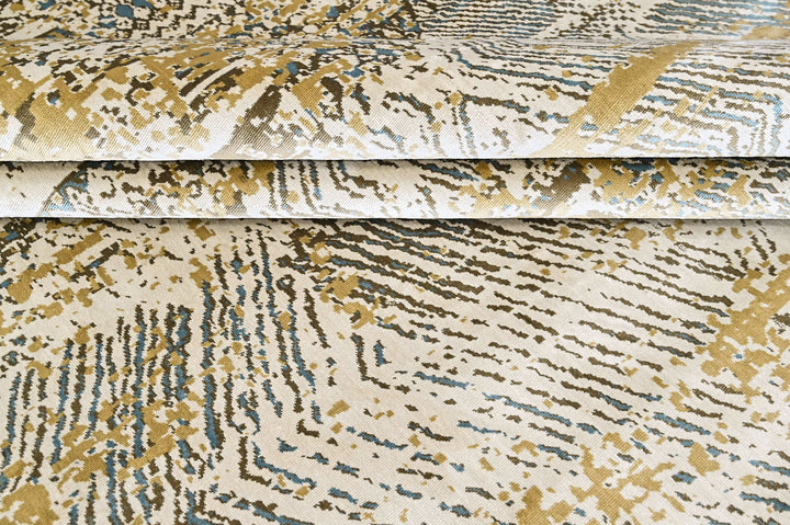 9x12 Beige, Gray, Gold Color Power Loom Oushak Wool Modern Oriental Rug