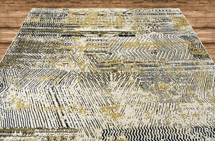 9x12 Beige, Navy, Gold Color Power Loom Oushak Wool Modern Oriental Rug