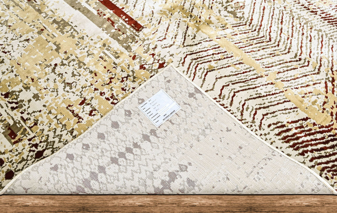 9x12 Beige, Brown, Gold Color Power Loom Oushak Wool Modern Oriental Rug