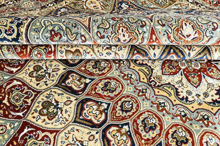 9x12 Red, Blue, Ivory Color Power Loom Oushak Wool Traditional Oriental Rug