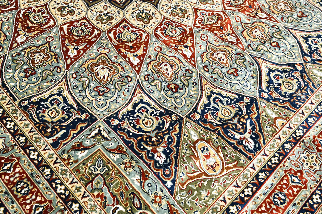 9x12 Red, Blue, Ivory Color Power Loom Oushak Wool Traditional Oriental Rug