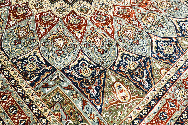 9x12 Red, Blue, Ivory Color Power Loom Oushak Wool Traditional Oriental Rug