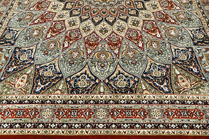 9x12 Red, Blue, Ivory Color Power Loom Oushak Wool Traditional Oriental Rug