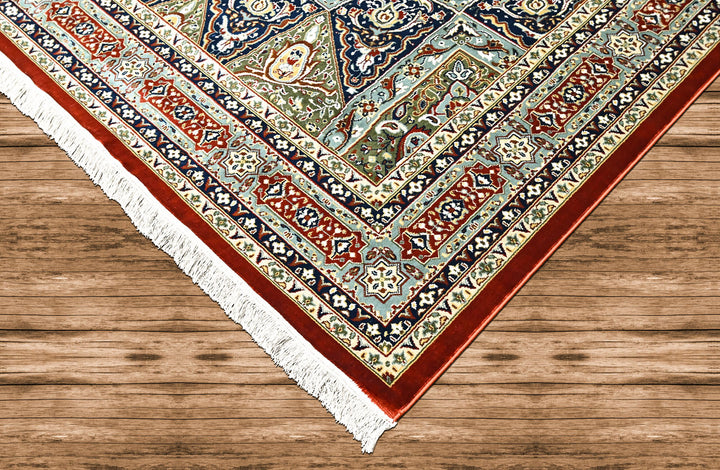 9x12 Red, Blue, Ivory Color Power Loom Oushak Wool Traditional Oriental Rug