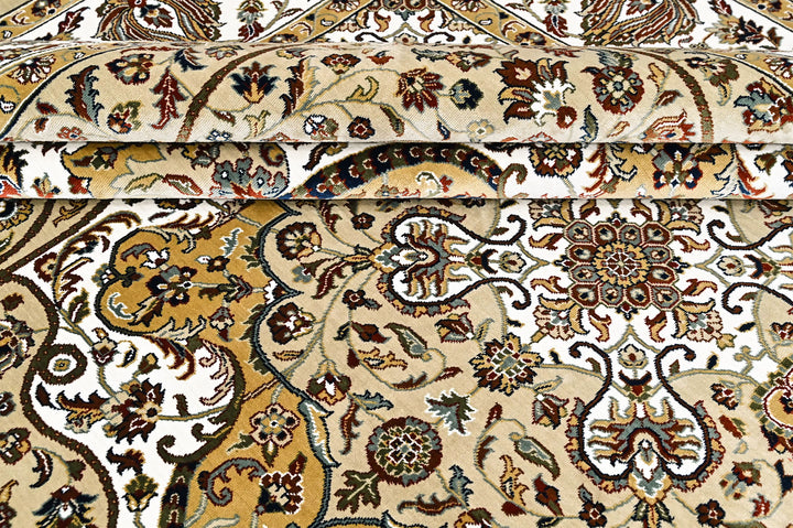 9x12 Light Gold, Ivory, Brown Color Power Loom Oushak Wool Traditional Oriental Rug