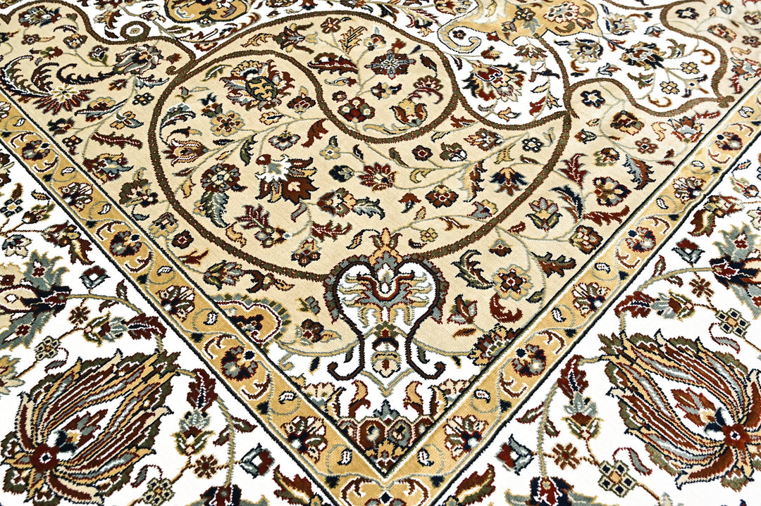 9x12 Light Gold, Ivory, Brown Color Power Loom Oushak Wool Traditional Oriental Rug