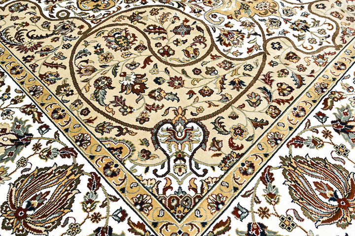 9x12 Light Gold, Ivory, Brown Color Power Loom Oushak Wool Traditional Oriental Rug