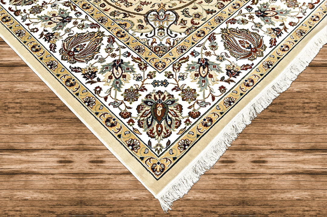 9x12 Light Gold, Ivory, Brown Color Power Loom Oushak Wool Traditional Oriental Rug