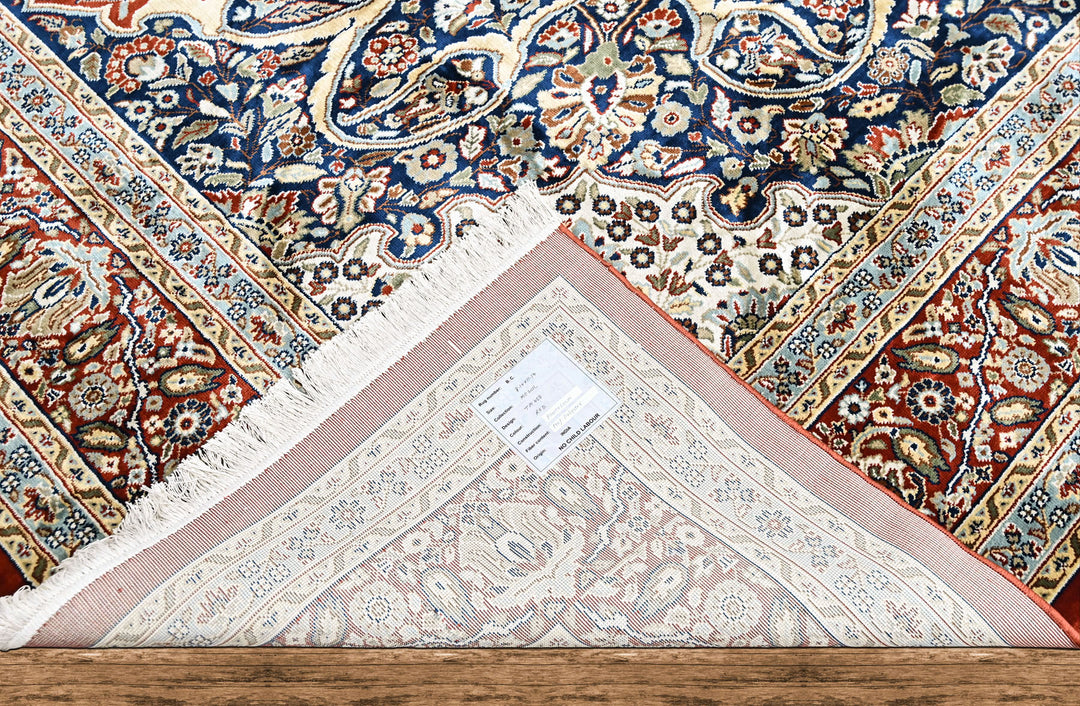 9x12 Red, Ivory, Aqua Color Power Loom Oushak Wool Traditional Oriental Rug