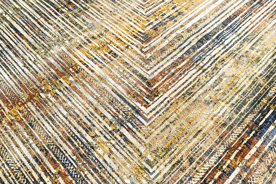 9x12 Gray, Rust, Gold Color Power Loom Oushak Wool Modern Oriental Rug