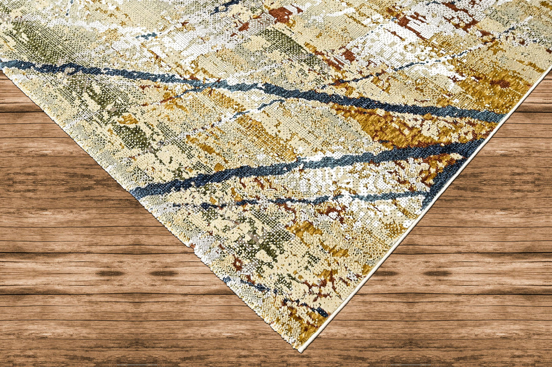 9x12 Gray, Gold, Blue Color Power Loom Oushak Wool Modern Oriental Rug