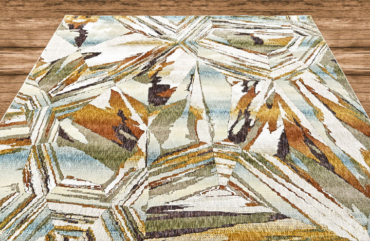 9x12 Ivory, Gray, Gold Color Power Loom Oushak Wool Modern Oriental Rug