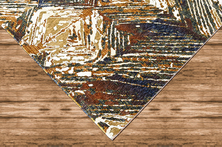 9x12 Ivory, Gold, Blue Color Power Loom Oushak Wool Modern Oriental Rug