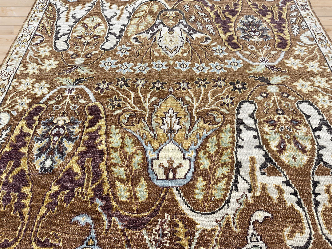 9x12 Mocha, Ivory, Chocolate Color Hand Knotted Oushak Wool  Oriental Rug