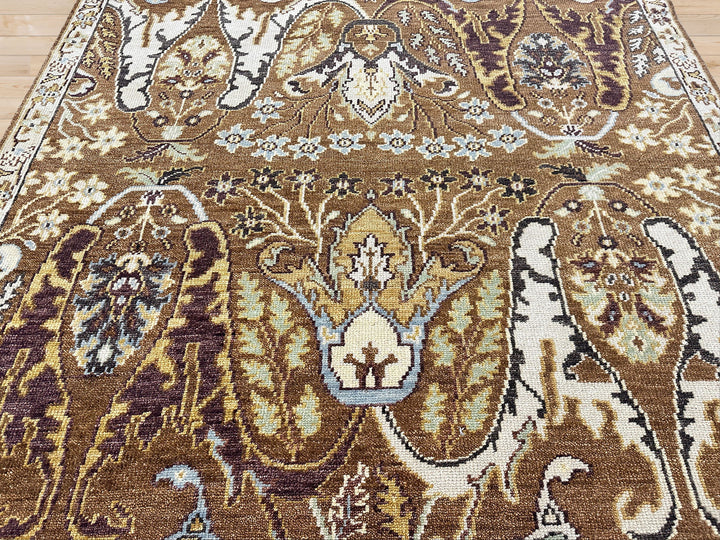 9x12 Mocha, Ivory, Chocolate Color Hand Knotted Oushak Wool  Oriental Rug